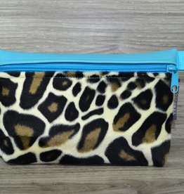 Edelzosse Makeup- Tasche Leopard-Türkis