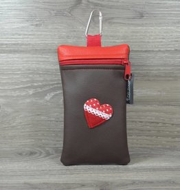 Edelzosse Handytasche  Braun- Herzchen