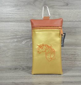 Edelzosse Handytasche Einhorn Gold-Bernstein Bestickt