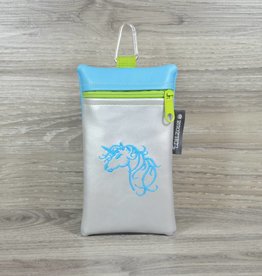 Edelzosse Handytasche Einhorn Silber  Bestickt