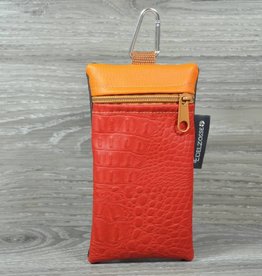 Edelzosse Handytasche  Kroko Rot- Orange