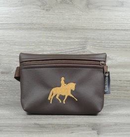 Edelzosse Bauchtasche Braun Dressur Bestickt