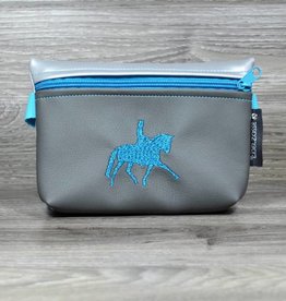 Edelzosse Bauchtasche Grau Dressur Bestickt