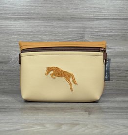 Edelzosse Bauchtasche Beige Springpferd Bestickt
