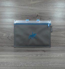 Edelzosse Equidenpasstasche Dunkelgrau-Türkis -bestickt