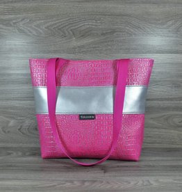 Edelzosse Shopper- Handtasche Kroko- Pink