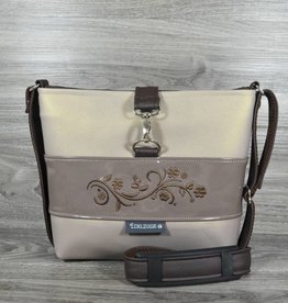 Edelzosse Crossbody Premium Champager-Lack bestickt