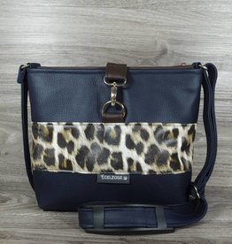 Edelzosse Crossbody Premium Nachtblau-Leopard