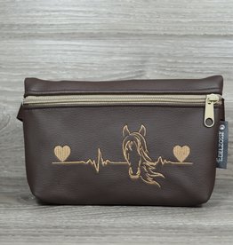 Edelzosse Bauchtasche  Heartbeat Braun Bestickt