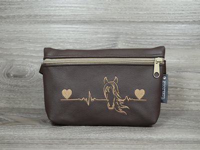 Edelzosse Bauchtasche  Heartbeat Braun Bestickt