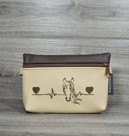 Edelzosse Bauchtasche  Heartbeat Beige Bestickt