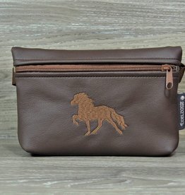 Edelzosse Bauchtasche Tölter Dunkelbraun Bestickt