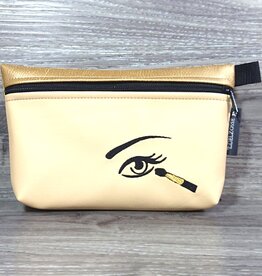 Edelzosse Makeup- Tasche Gold- Beige- Bestickt