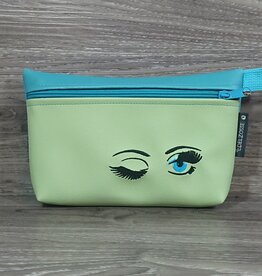 Edelzosse Makeup- Tasche Türkis-Mint- Bestickt