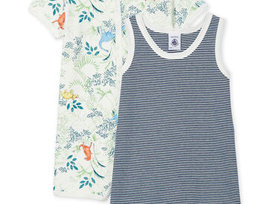 Petit Bateau Petit Bateau Duo Baby-Kurzoveralls für Jungen aus Rippstrick