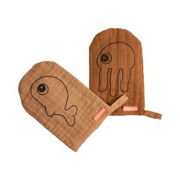 Done by Deer ⋙ Done by Deer Wash cloth | 2-pack | Sea friends Mustard ♡