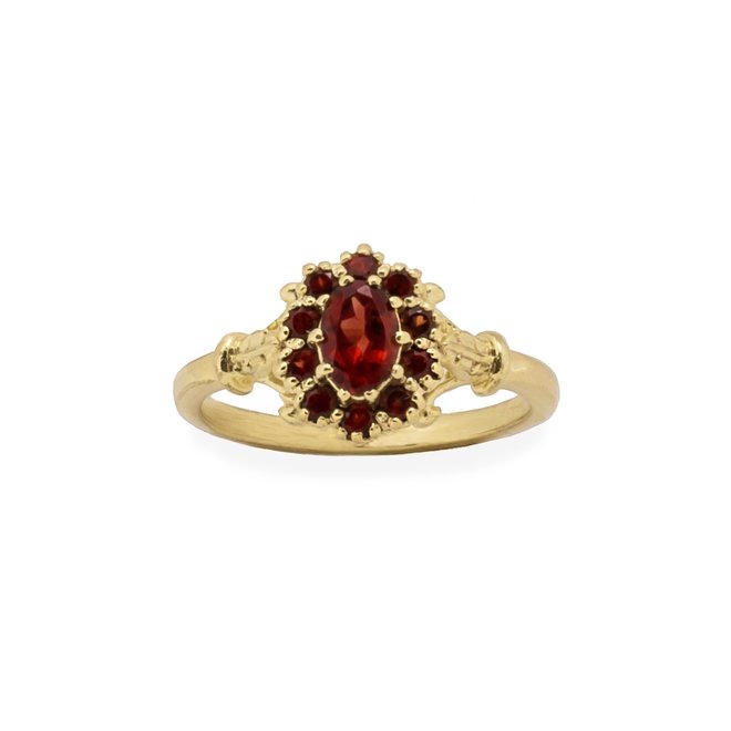 Vintage Garnet  Flower ring gold