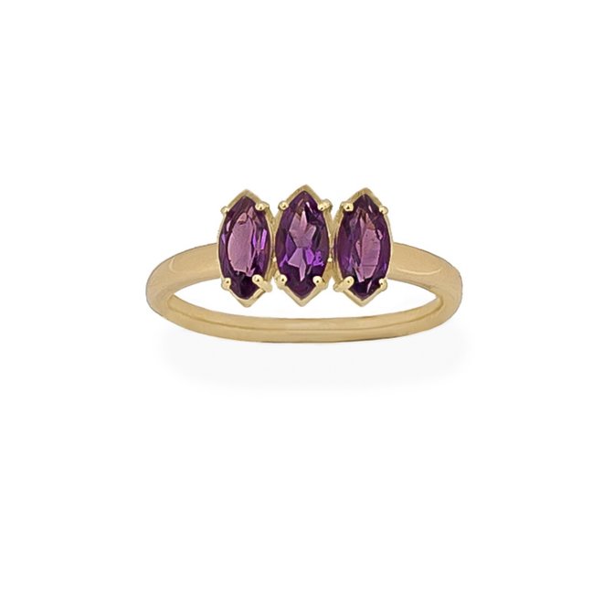 Marquise Amethyst ring | 9K Solid Gold