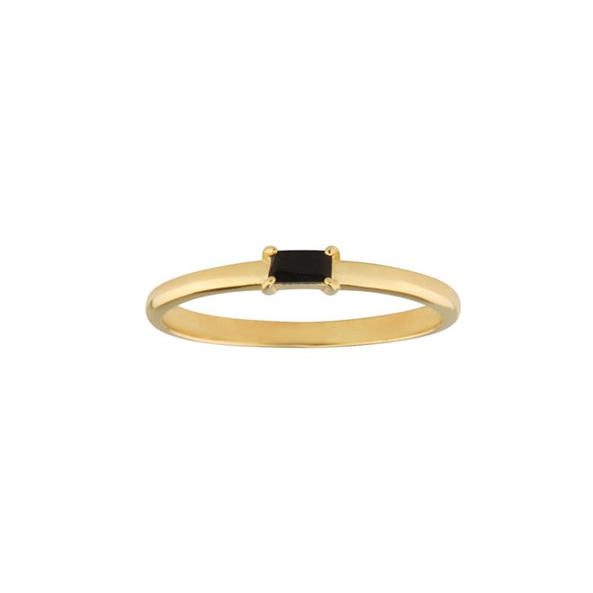 Baguette Black Onyx ring gold