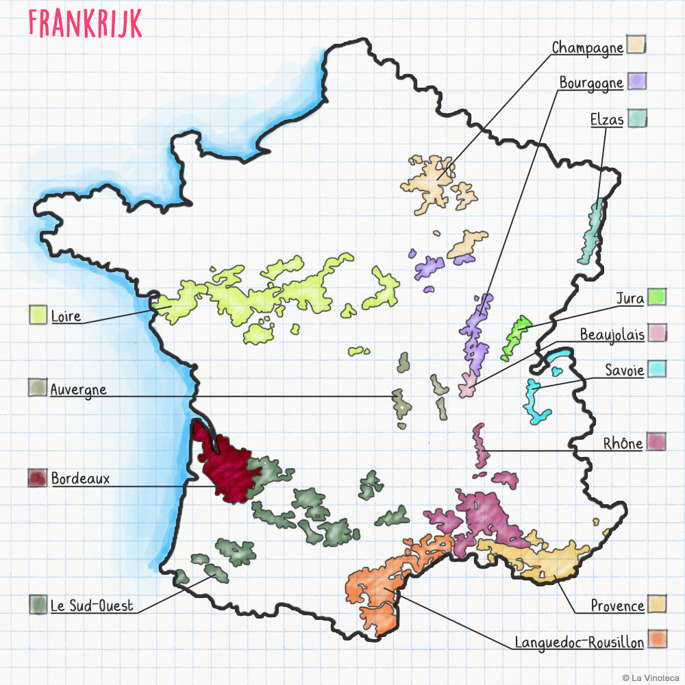 Frankrijk - wijnkaart