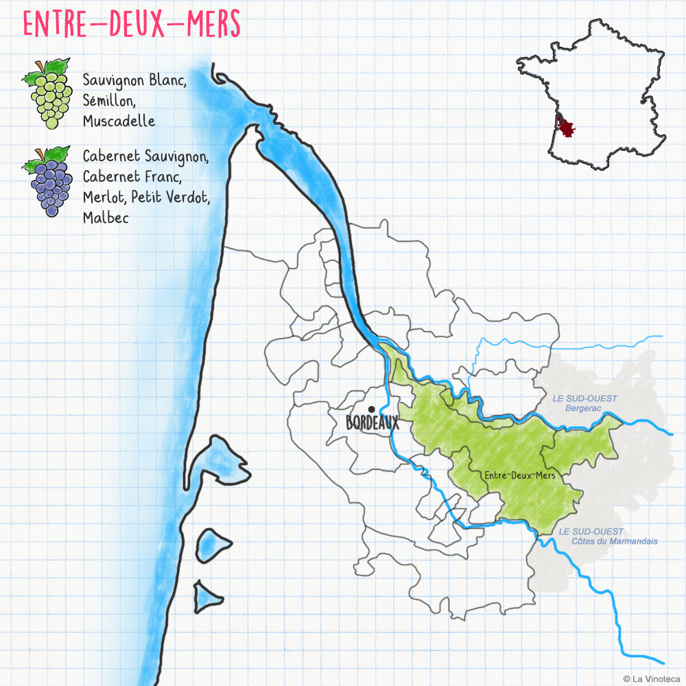 Frankrijk - entre-deux-mers - wijnkaart - map