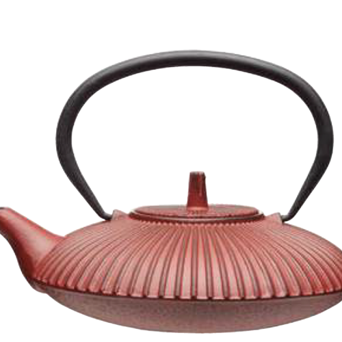 Theepot gietijzer rood gestreept 600ml 