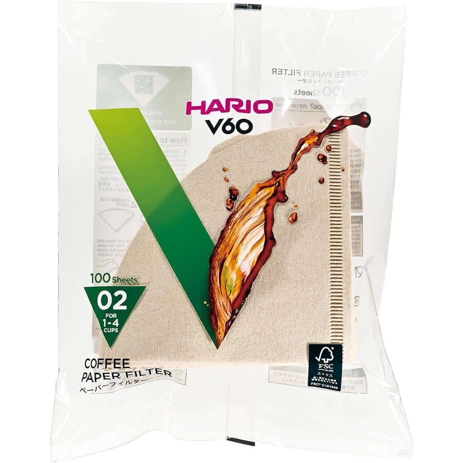 Hario V60 filterpapier 02 100 stuks