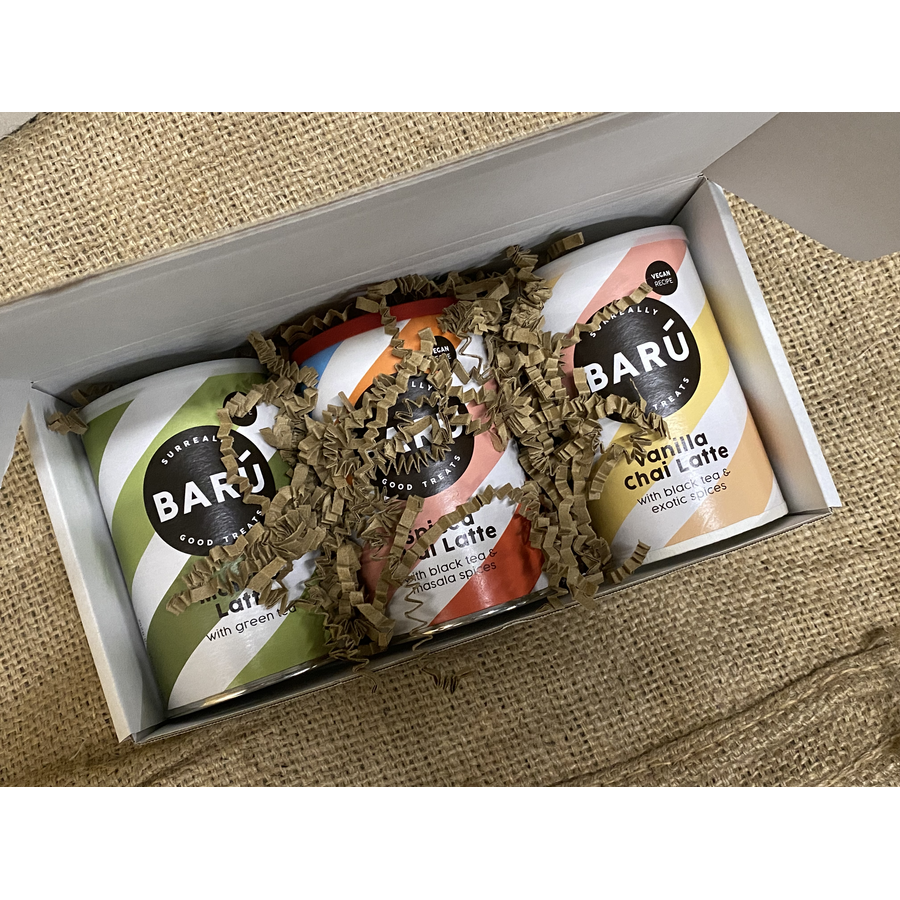 Baru Feestbox 3 x 250g: spicy chai - pumpkin chai - matcha latte