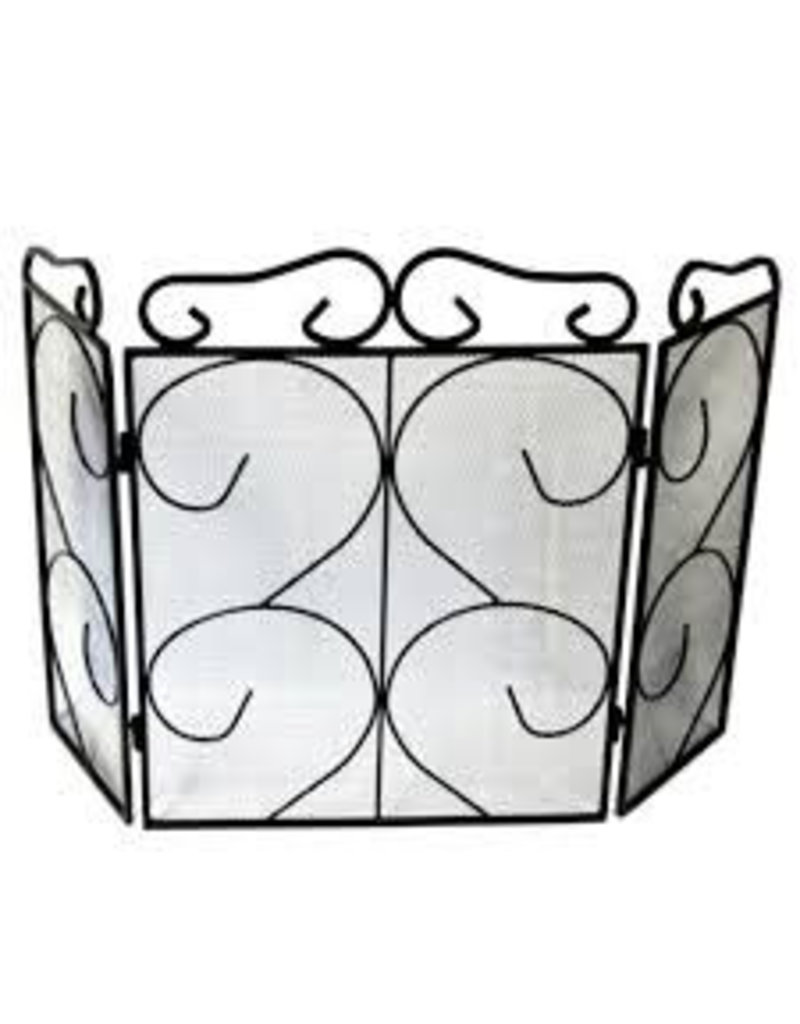 Fireplace Accessories 3 Fold Black Wrought Iron Firescreen