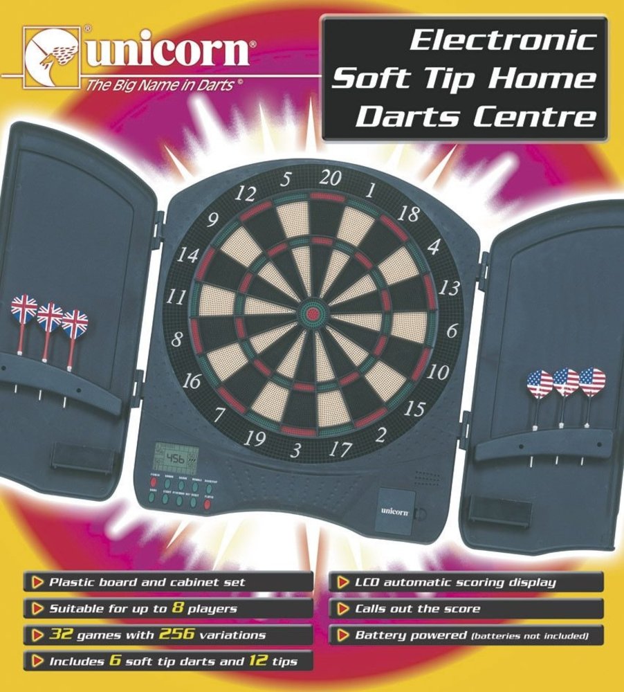 Garlando Unicorn Elektronisch dartbord - 6 darts met 12 soft tips Garlando Unicorn Elektronisch dartbord - 6 darts met 12 soft tips