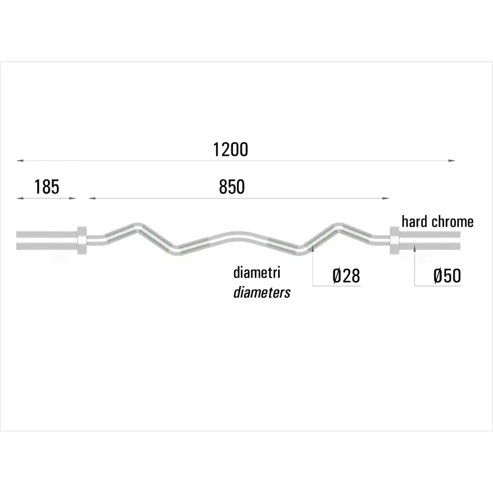 Toorx Fitness Olympische Curlstang EZ Bar Chrome 120 cm BCO-120