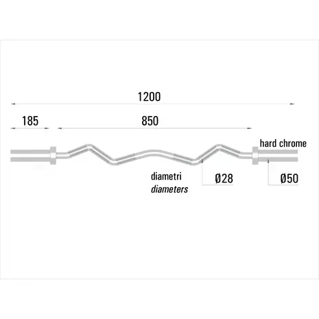 Toorx Fitness Olympische Curlstang EZ Bar Chrome 120 cm BCO-120