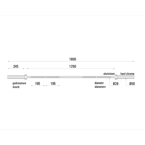 Toorx Professional Crossfit Stang BO-TEC180 180 cm Staal Afwerking