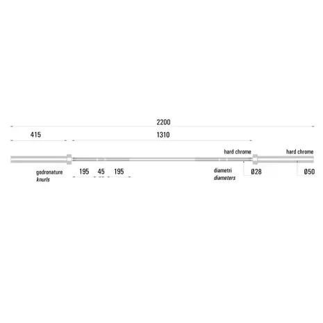 Toorx Fitness Olympische Halterstang 220 cm