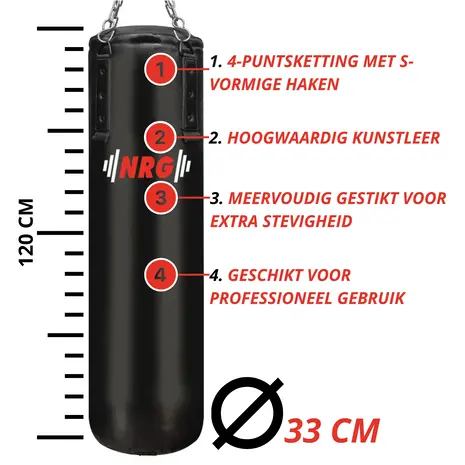 NRG fitness F9B Bokszak Kunstleer - Zwart NRG fitness F9B Bokszak Kunstleer - Zwart