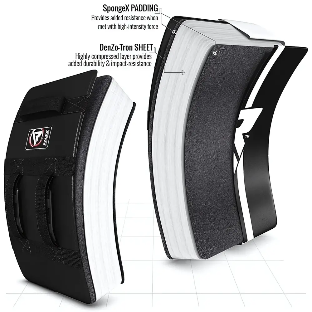 RDX Sports T1 Gel Padded Curved Kick Shield Zwart