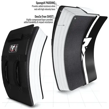 RDX Sports T1 Gel Padded Curved Kick Shield Zwart