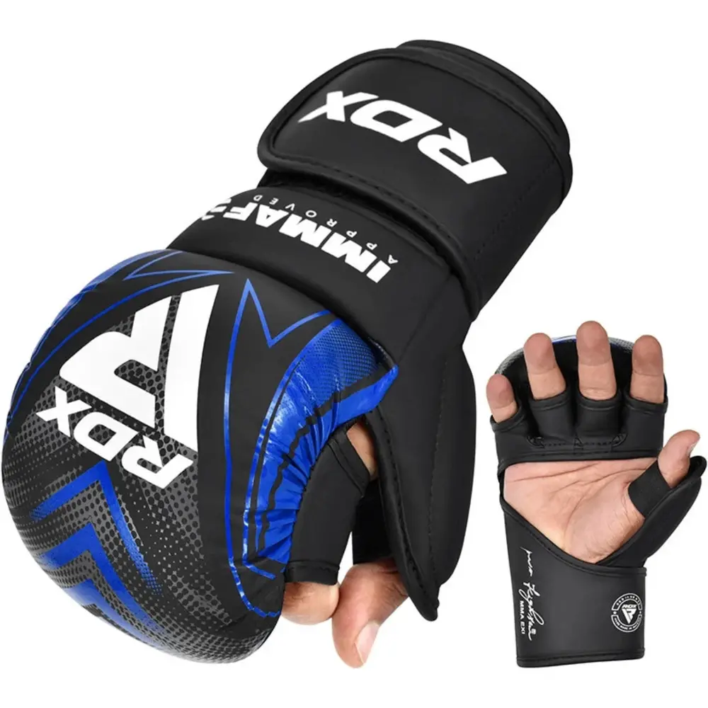 RDX Sports IMMAF Shooter Grappling Gloves MMA Blauw