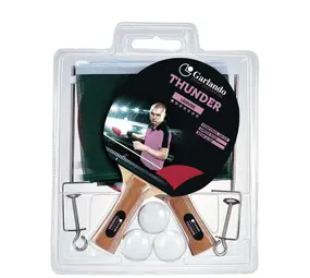 Garlando Thunder Plus - Set met 2 Bats - 3 Pingpong ballen - Net en Palen Garlando Thunder Plus - Set met 2 Bats - 3 Pingpong ballen - Net en Palen