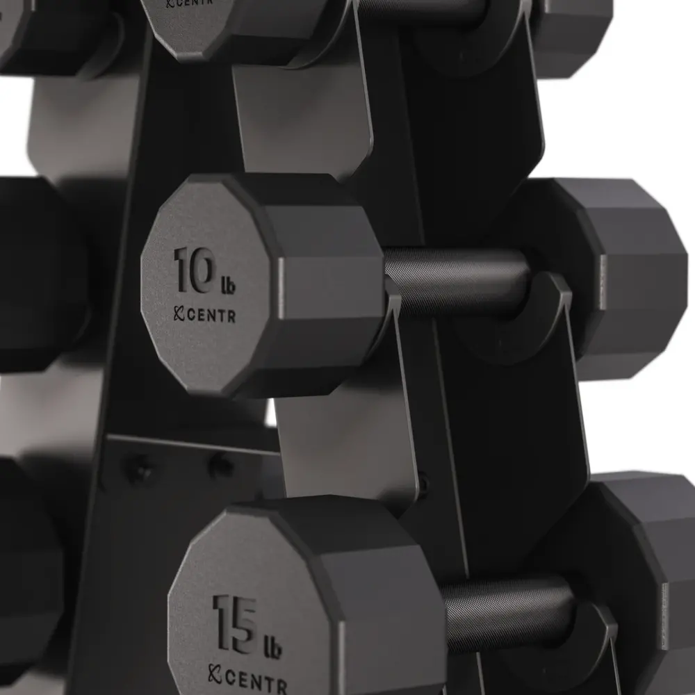 Centr Dumbbell Tower met 12-delige dumbbellset (4 - 14 kg) Centr Dumbbell Tower met 12-delige dumbbellset (4 - 14 kg)