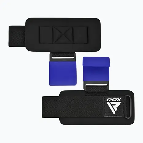 RDX Sports W5 Gel Lifting Hook Straps Met Grip Blauw