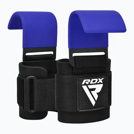 RDX Sports W5 Gel Lifting Hook Straps Met Grip Blauw
