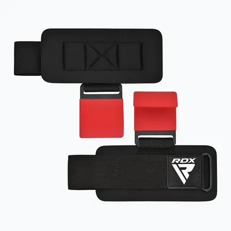 RDX Sports W5 Gel Lifting Hook Straps Met Grip Rood