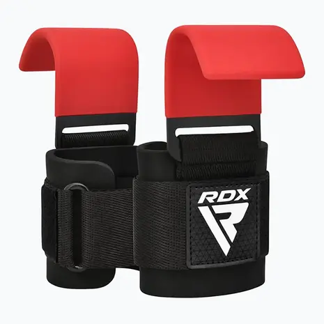 RDX Sports W5 Gel Lifting Hook Straps Met Grip Rood