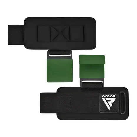 RDX Sports W5 Gel Lifting Hook Straps Plus Met Grip Groen