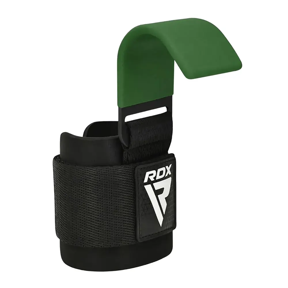 RDX Sports W5 Gel Lifting Hook Straps Plus Met Grip Groen