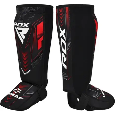 RDX Sports IMMAF Neopreen Scheenbeen-Wreefbeschermers Rood