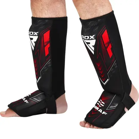 RDX Sports IMMAF Neopreen Scheenbeen-Wreefbeschermers Rood