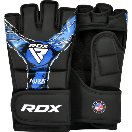 RDX Sports Grappling Handschoenen Aura F17 Zwart Blauw