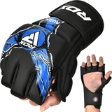 RDX Sports Grappling Handschoenen Aura F17 Zwart Blauw RDX Sports Grappling Handschoenen Aura F17 Zwart Blauw